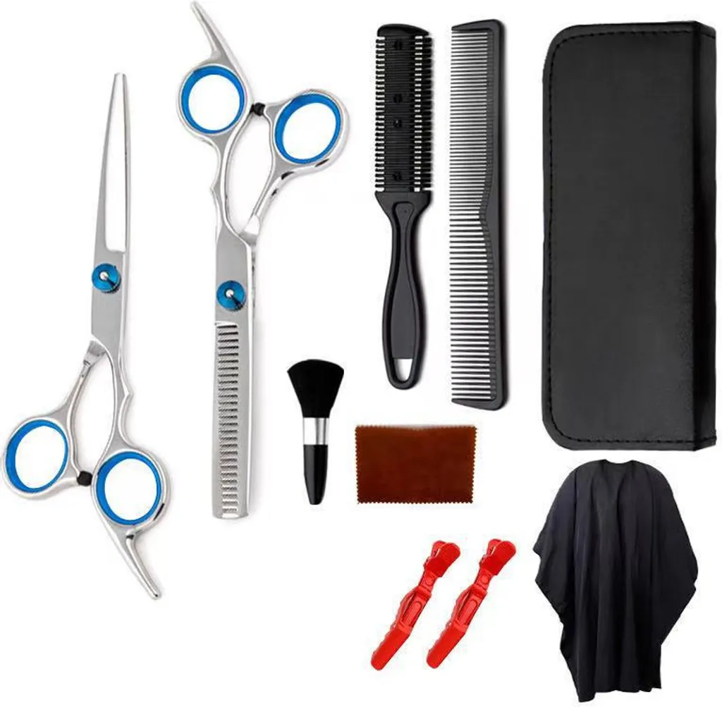INF Kit de ciseaux de coupe de cheveux 10 pièces en acier inoxydable