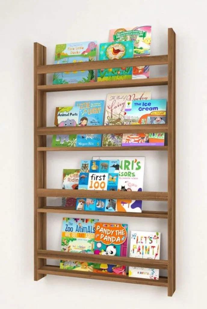 Bibliothèque enfant 4 niveaux Nestly en bois Okkernoot 120 x 74 cm