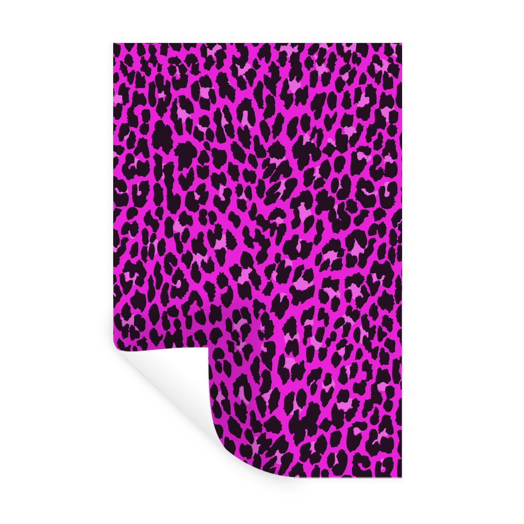MuchoWow Wandtattoo Wandsticker Wandaufkleber Leopard - Pelz - Rosa 20x30 cm Selbstklebend und Repositionierbar - Sticker - Dekorfolie