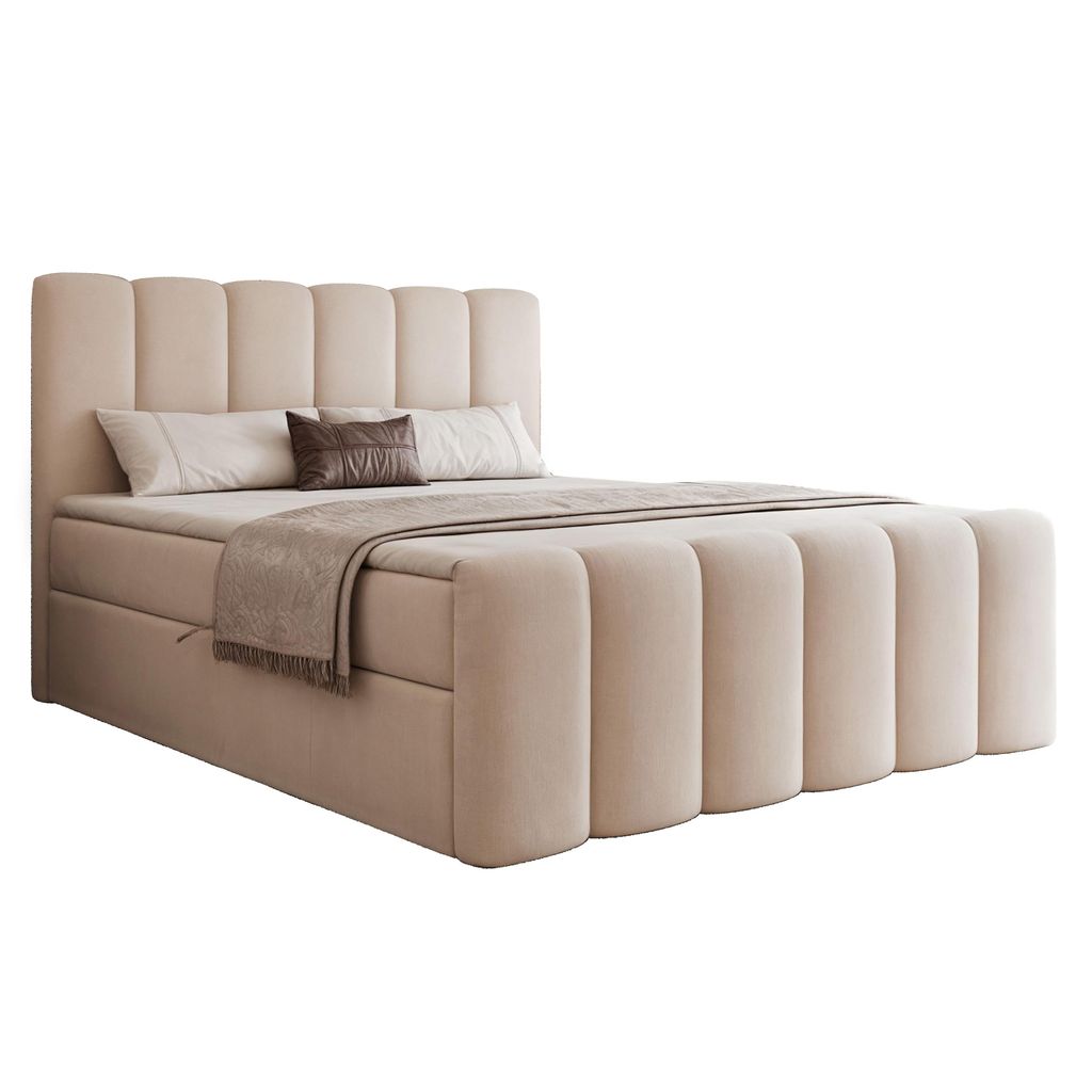 HEKIERT MEBLE Kontinentalbett PALERMO 140 x 200 cm mit Matratze ECRU