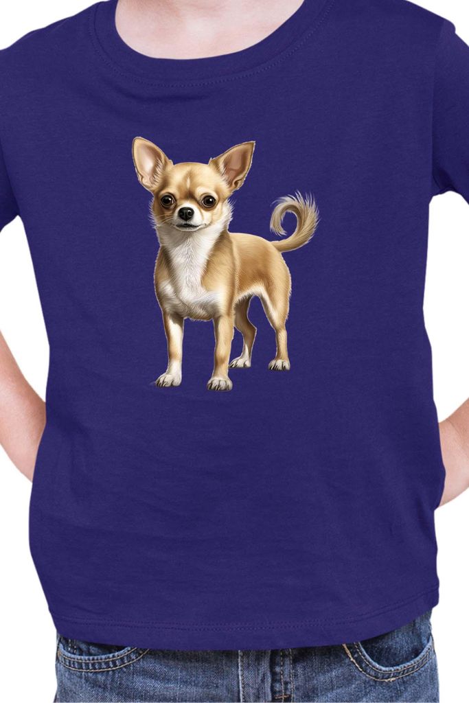 Kinder T-Shirt Dogs Breeds Chihuahua Dog Breed 005, 7-8 Jahr - 128 / Dunkelblau