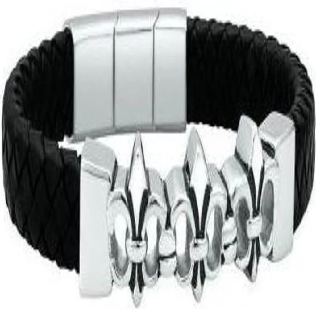 Bracelet Police S14AMV01B tressé noir avec fermoir acier magnétique