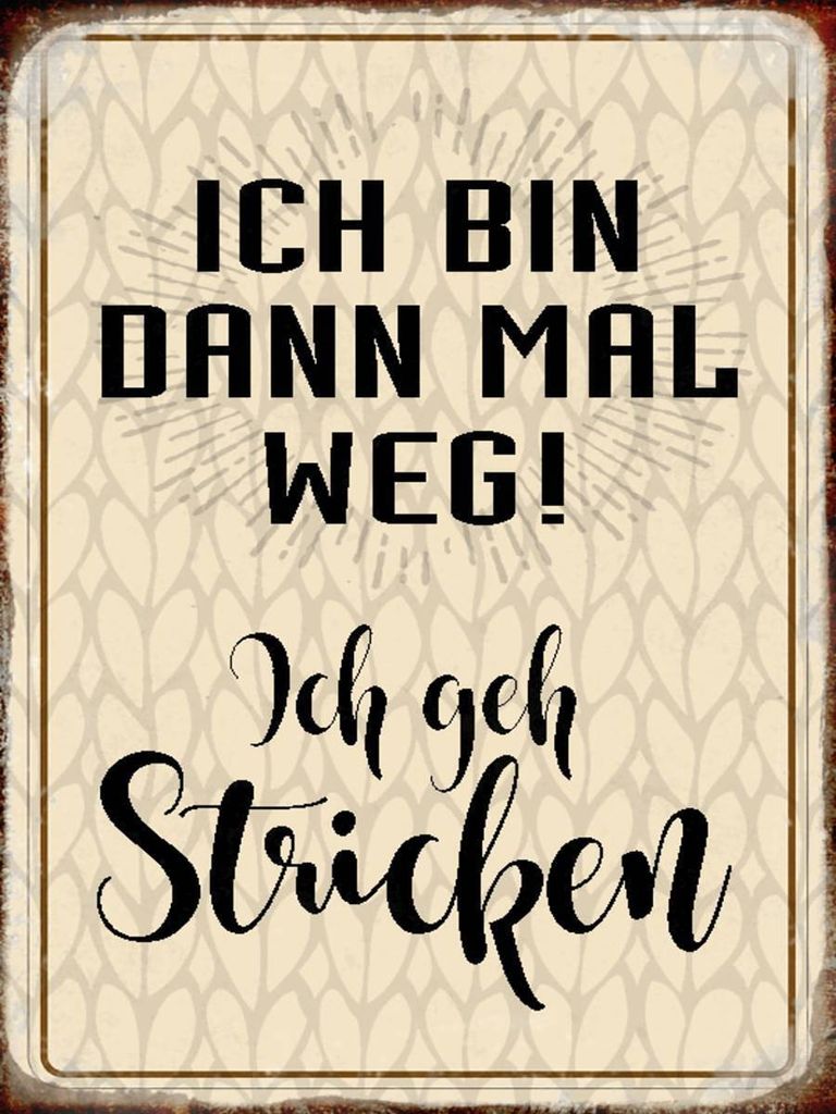 vianmo Holzschild 40x30 cm ich bin dann weg geh stricken