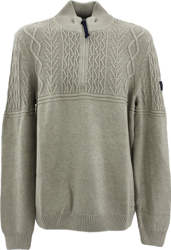 33312 Lerros, , Herren Troyer Pullover Pulli Mock Zip, dicker Mustermix, sandbeige, XXL