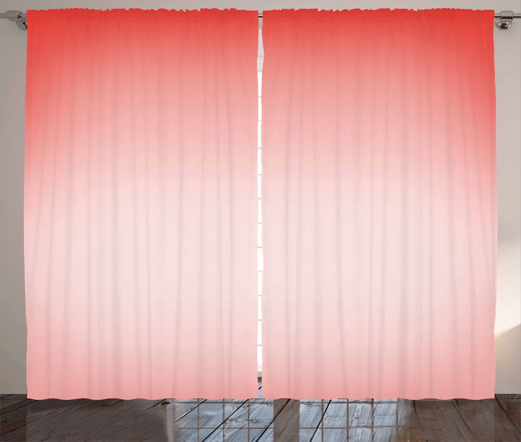 ABAKUHAUS Tenda rustica color pesca, Ombre Feminine astratta, tenda con passanti e ganci per camera da letto, 280 x 175 cm, corallo scuro rosso corallo