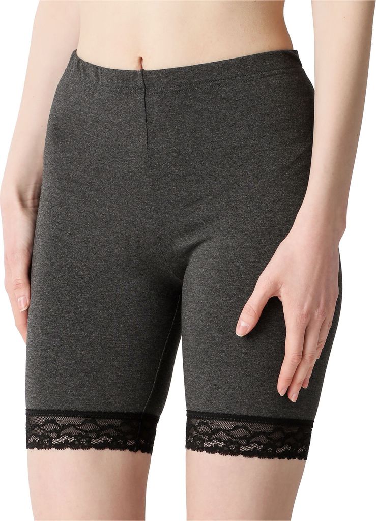 Bellivalini Damen Kurze Leggings mit Spitze BLV50-217 (Dunkelmelange, 3XL)