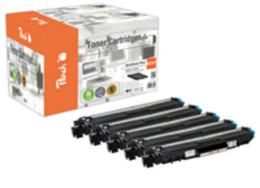 Peach PT1071 Pack de 5 Cartouches d'Encre Noir et Couleur CMJN