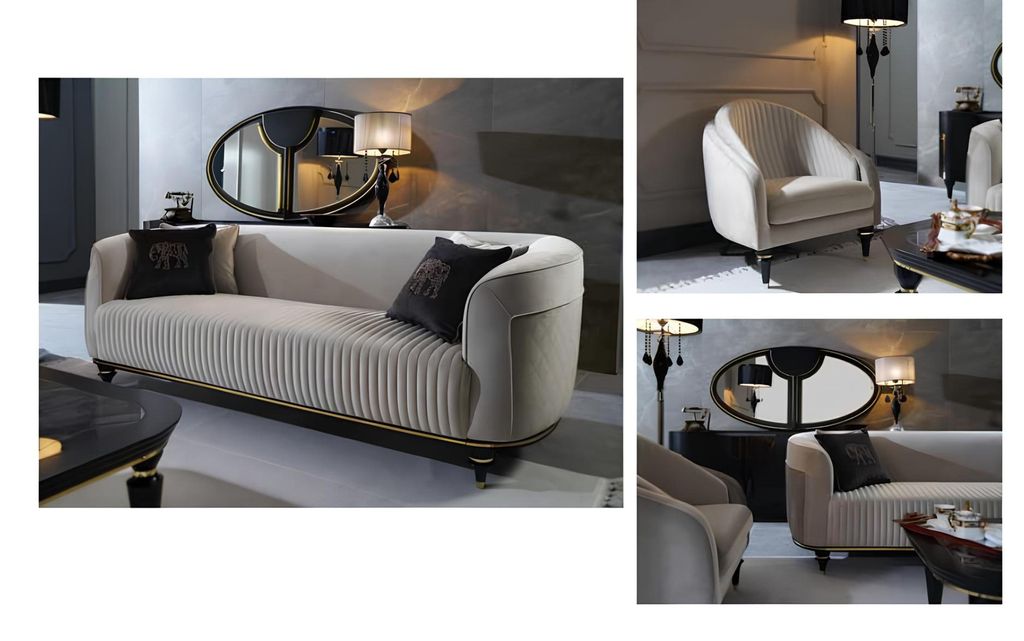 Sofagarnitur 3+1 Sitzer Couchtisch Textil Garnitur Design Moderne 3tlg Möbel Neu