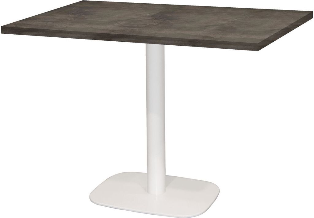 Tisch 120 x 70 cm – rundes, schieferweißes Metallbein