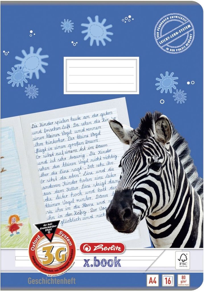 Herlitz Geschichtenheft x.book DIN A4 Lineatur 3G 16 Blatt Produktbild 