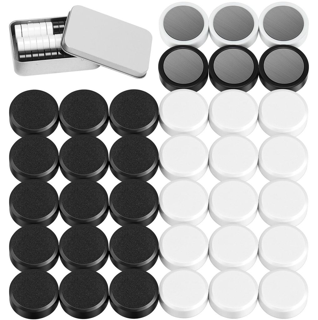 36 Whiteboard-Magnete, runde Kühlschrankmagnete in Schwarz-Weiß, starke Magnete für Magnettafeln, Schulen, Seminare, Kühlschränke, Spinde und ...