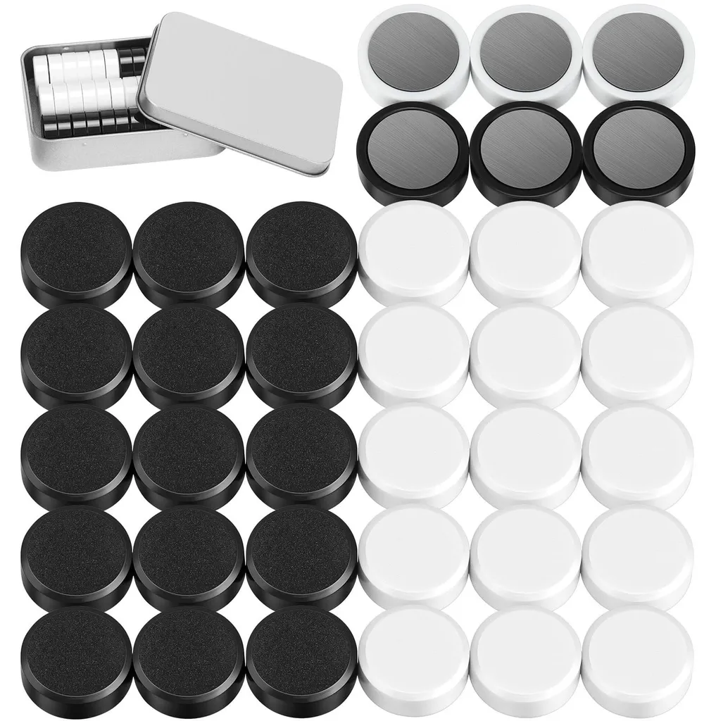 Aimants puissants Ø 20 mm lot de 36 pièces noir et blanc pour tableau école