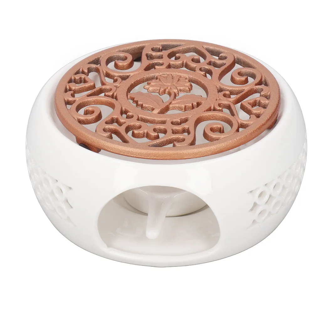 Chauffe-théière en céramique design ajouré chauffe-plat robuste - 6