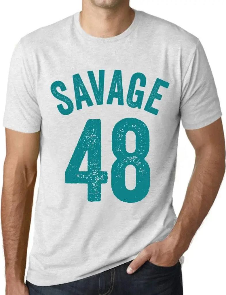 Herren Grafik T-Shirt Savage 48 Geschenk 48. Geburtstag Jahrestag 48 Jahre Jubiläum 48 Jährige Mann Jahrgang 1976 Kurzarm Lustige Druck