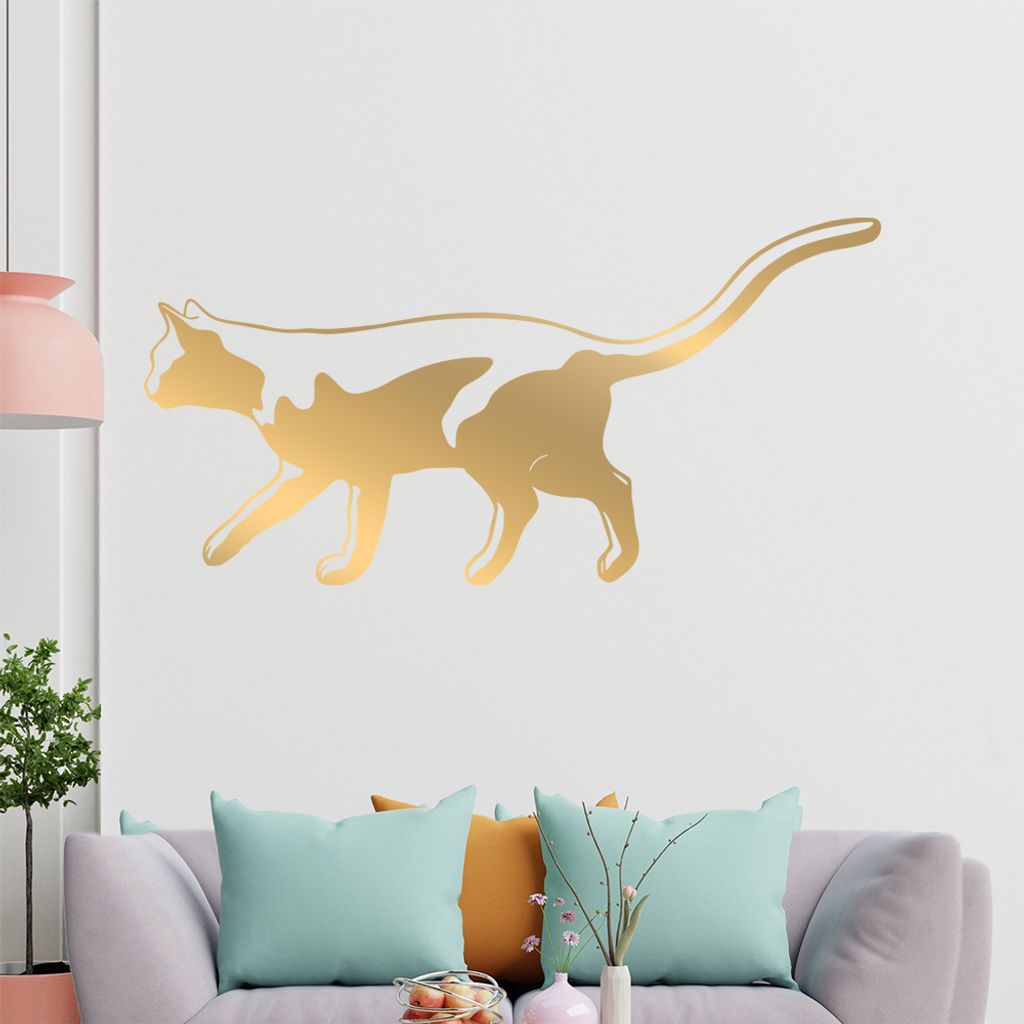 KIWISTAR Katze streunert - Laufen Jagen Wandtattoo in 6 Größen - Wandaufkleber Wall Sticker - Dekoration, Küche, Wohnzimmer, Schlafzimmer, Badez...