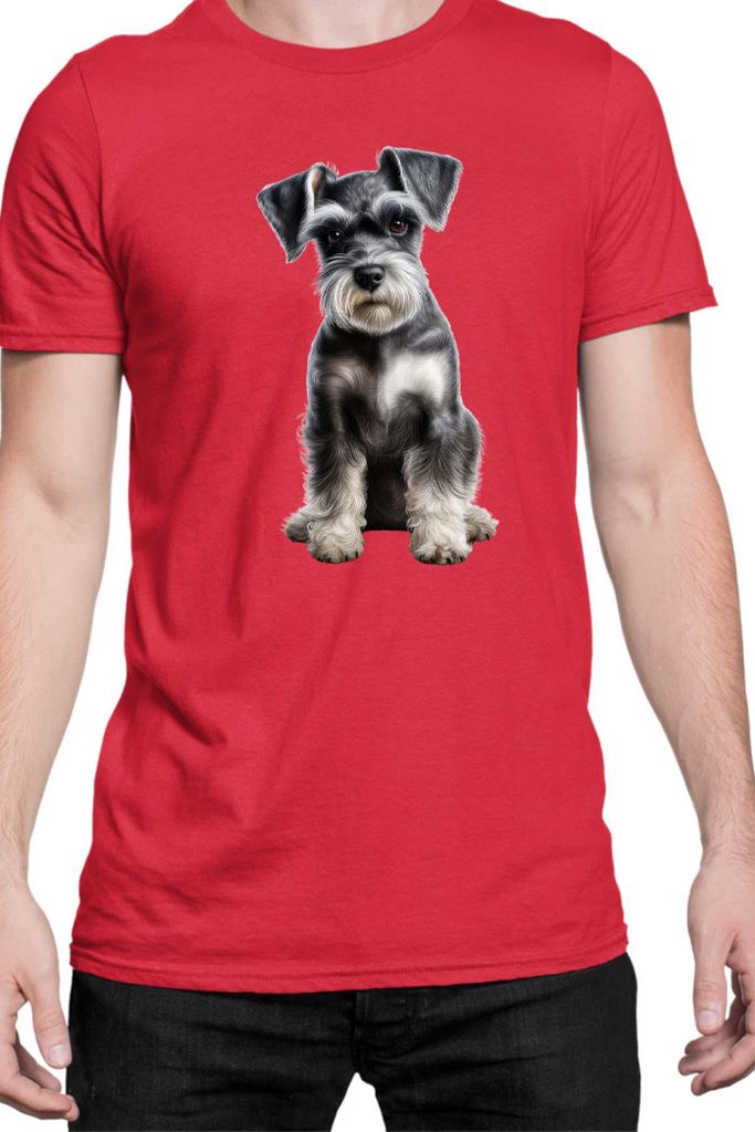 Herren T-Shirt Dogs Breeds Miniature Schnazuer Dog Breed 006, Man 2XL / Rot