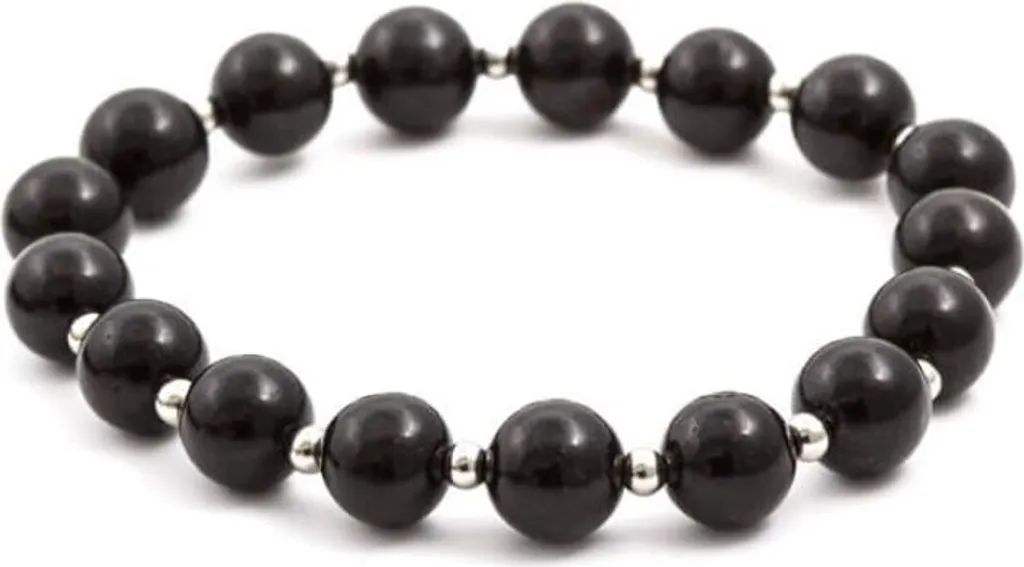 Bracelet onyx noir robuste MINK24 - Perles durables pour poignet 19cm