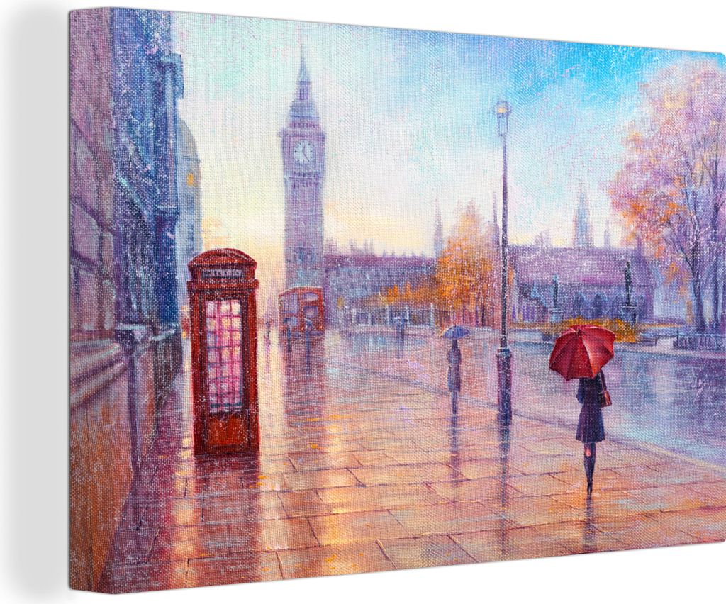 OneMillionCanvasses - Leinwandbilder - 140x90 cm, Malerei - Ölgemälde - London - Telefon, Wandbilder Kunstdruck Wanddekoration - Foto auf Leinw...