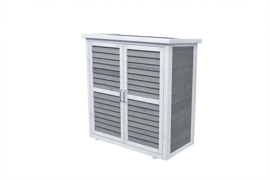 Gartenschrank MOMO 95 cm grau-weiß