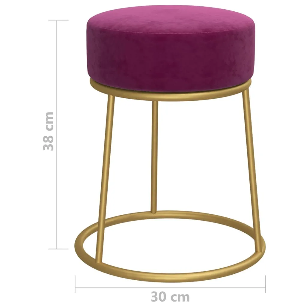Sgabello Velluto Viola Vintage | Sgabello Basso Rotondo Retro Style - 6