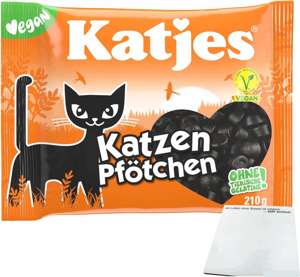Katjes Katzen-Pfötchen Lakritz Katzenpfötchen vegan (210g Produktbild 
