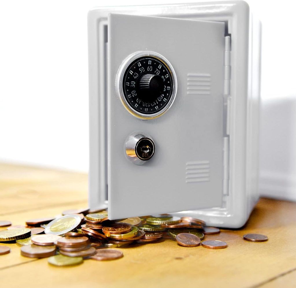 Mini-Safe Spardose mit Zahlenschloss - originell und aus Metall - jetzt kaufen! Spardose für Erwachsene
