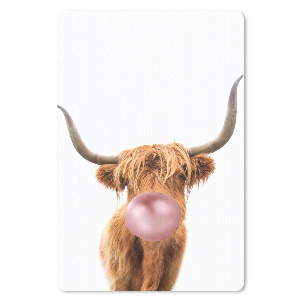 MuchoWow Mauspad Mousepad Scottish Highlander - Kaugummi - Rosa - Kind - Mädchen - Jungen 40x60 cm - Mousepads - Maus Mat - Pad - Mausunterlage ...