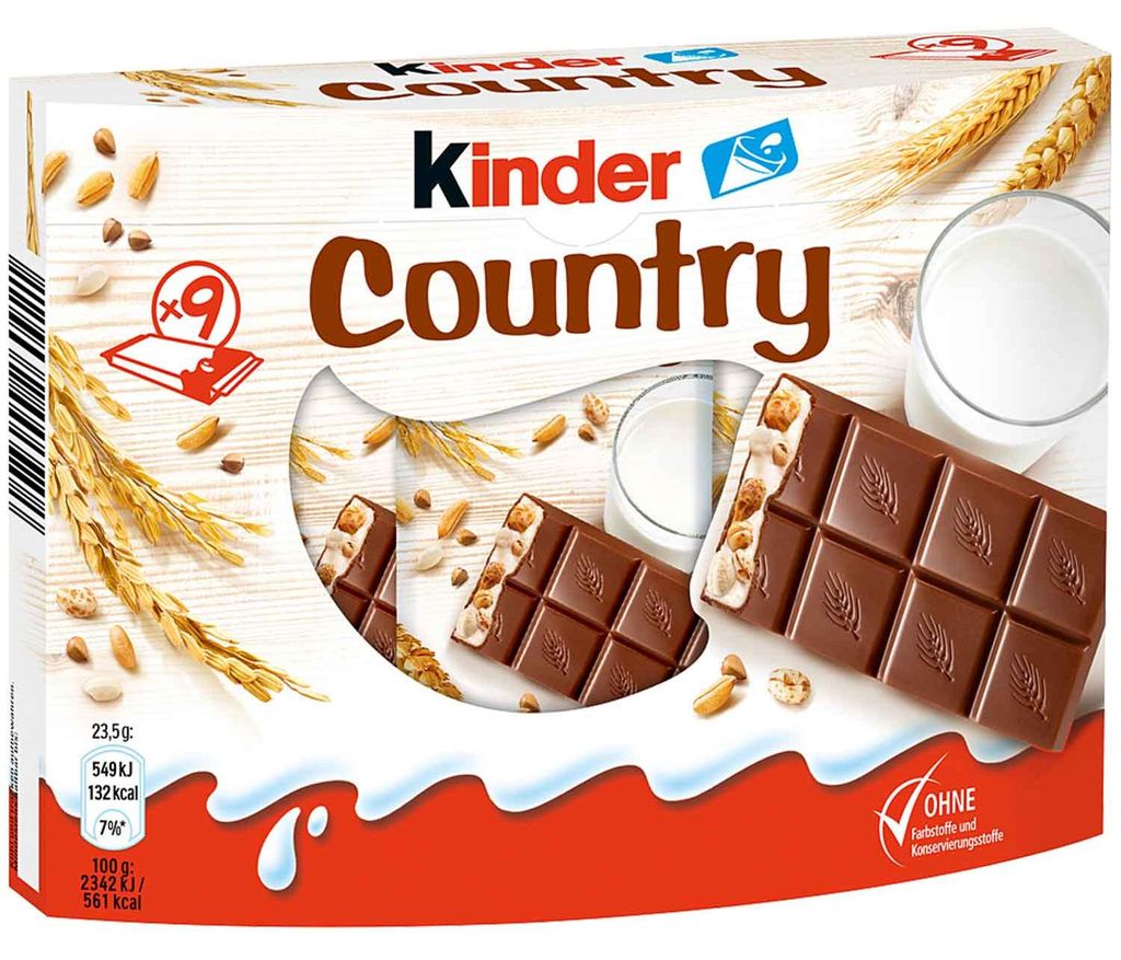 Ferrero Kinder Country, Milchschokolade, 211 g, Schokolade, Produktbild 
