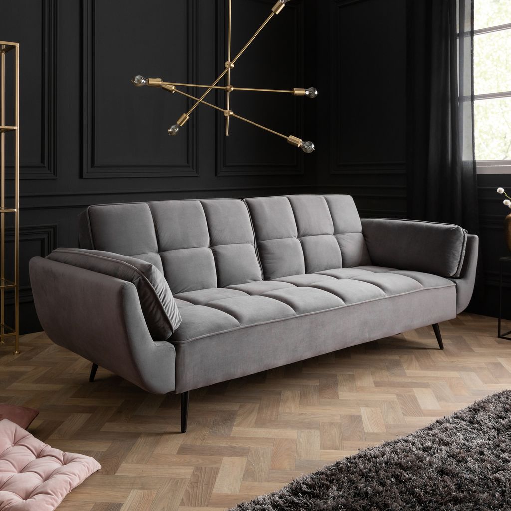 riess-ambiente Retro Schlafsofa BOUTIQUE 213cm grau Samt Produktbild 