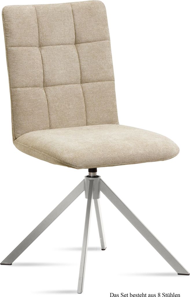 Esszimmerstuhl drehbar (8er-Set) Drucie 47x91x60 Edelstahl/Natur