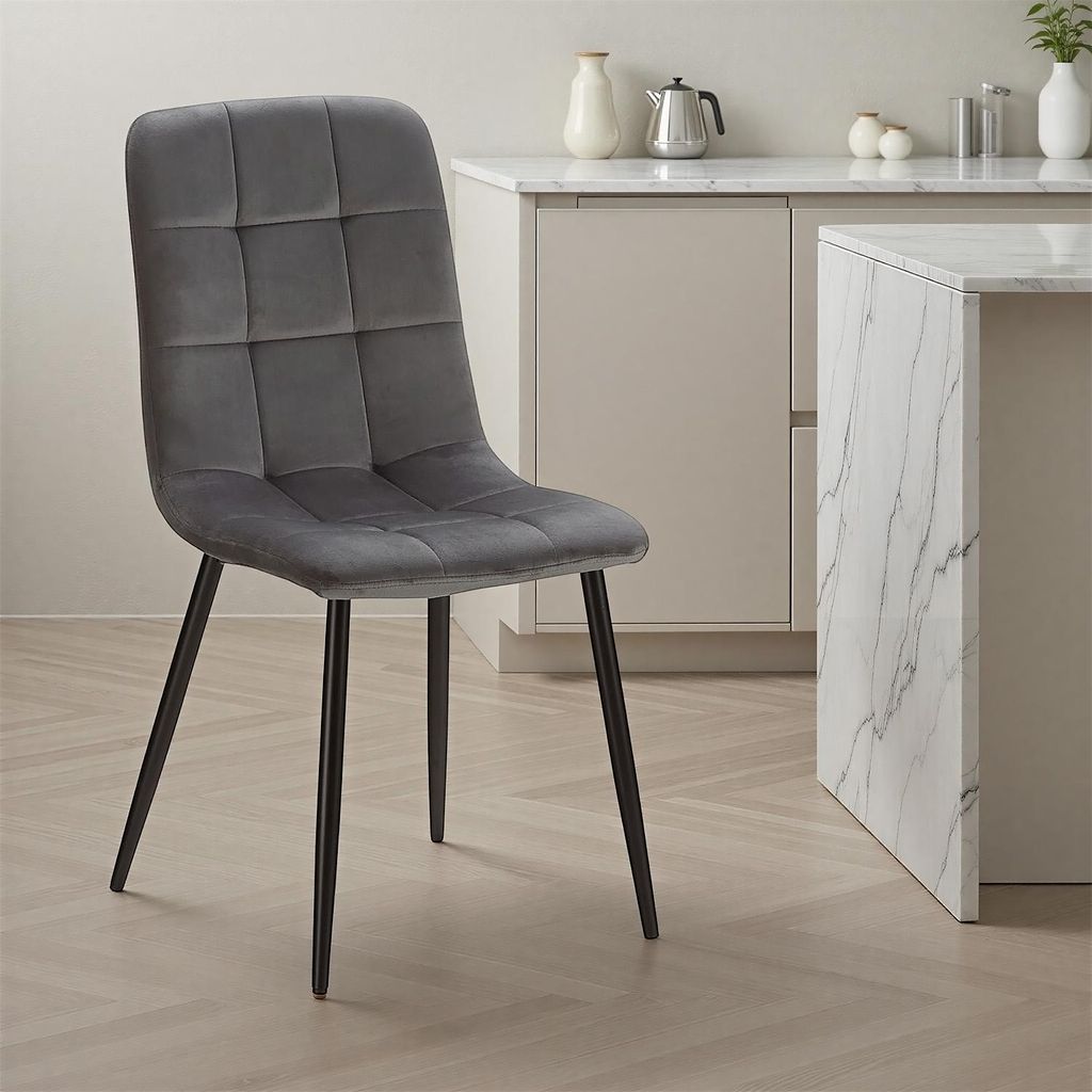 Homestyle4u Esszimmerstuhl Polsterstuhl Stuhl Samt Grau Produktbild 