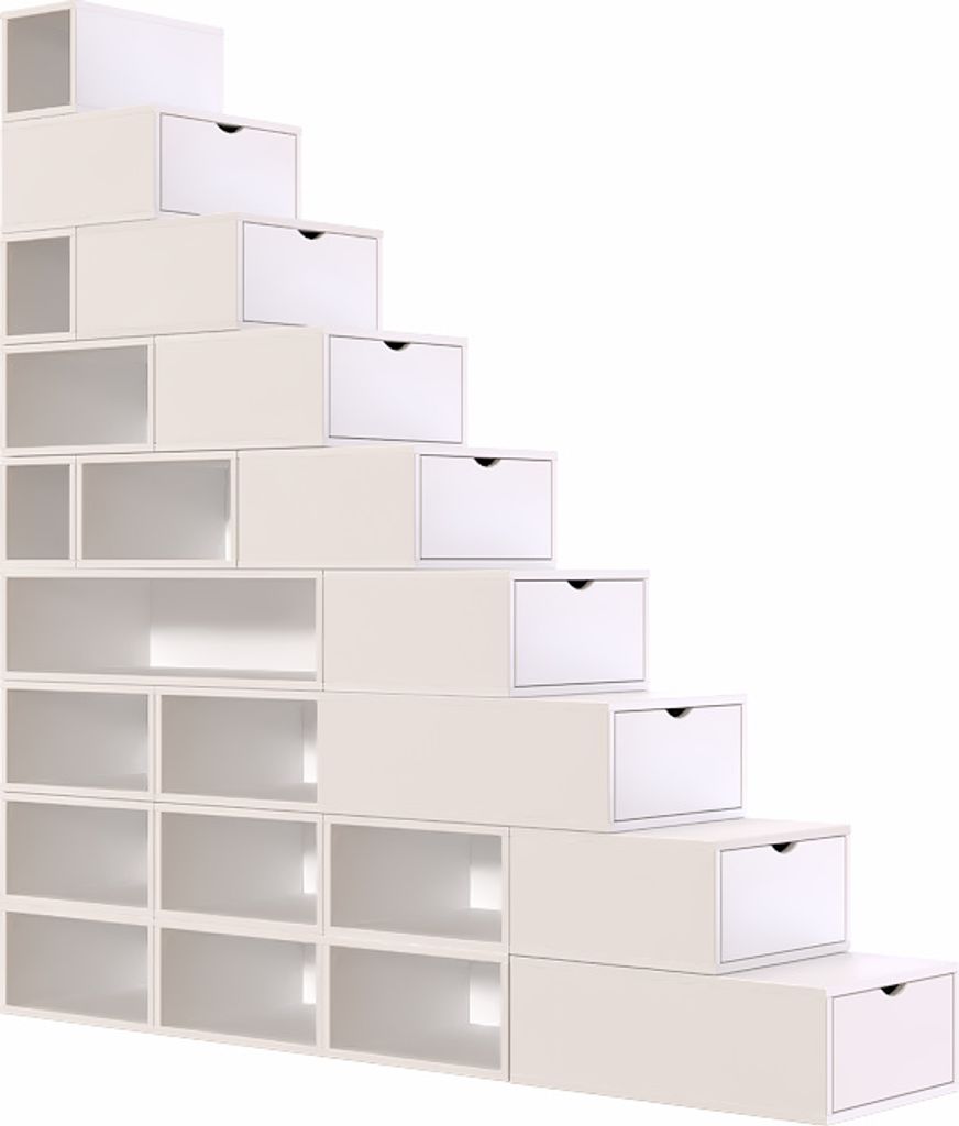 Treppenregal 225 cm - Weiß