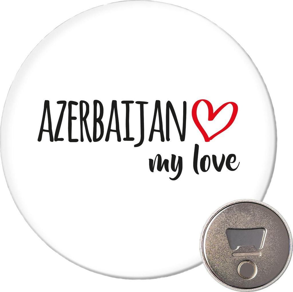 Huuraa Magnet Azerbaijan my love 59mm Kühlschrankmagnet rund Flaschenöffner Geschenkidee