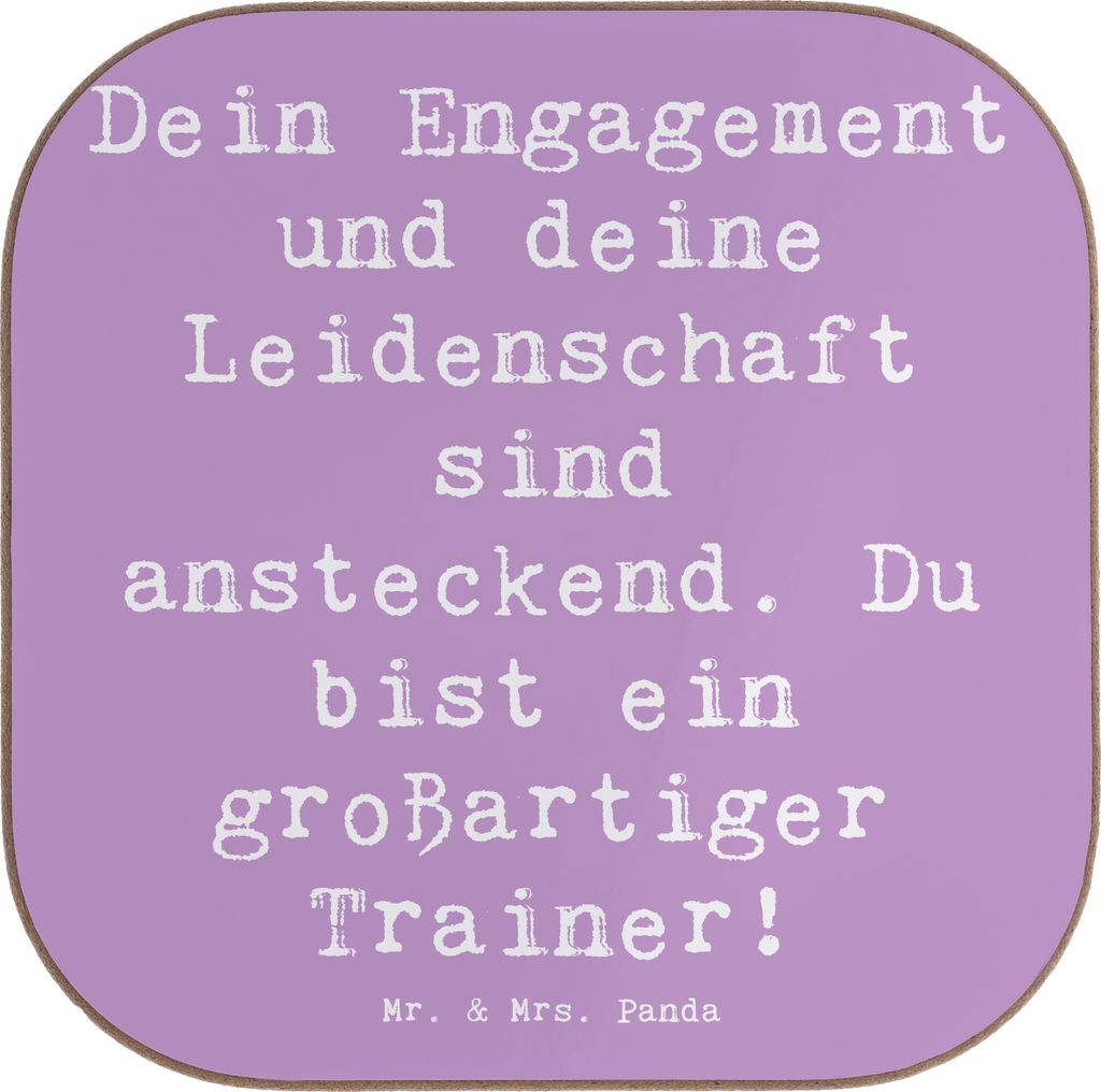 Mr. & Mrs. Panda Untersetzer für Gläser Spruch Großartiger Trainer - Lavendeltraum - Geschenk, Holzuntersetzer, Danke sagen, Bedanken, Coaster, ...
