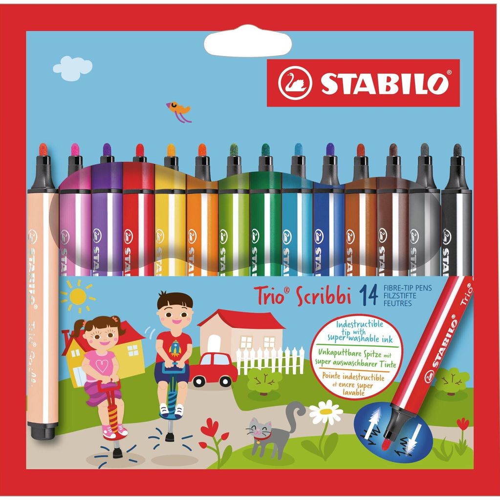 STABILO Trio Scribbi, 14 barva/barev, Vícebarevný, Vlákno, Obrázek produktu 