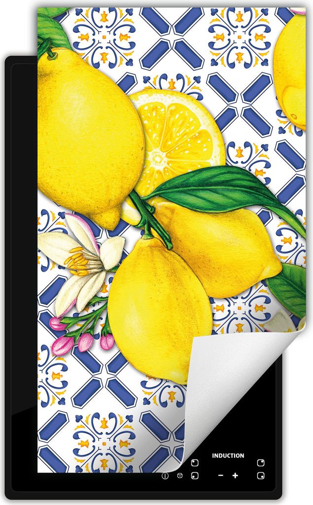 DarHaus Herdabdeckplatte 1 teilig 30x52 cm Anti Rutsch Matte Aufrollbar, mosaik - Zitrone