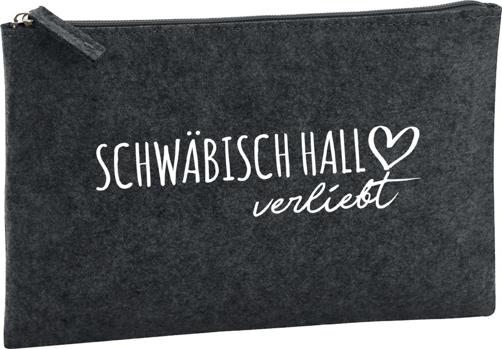 Huuraa Kulturbeutel Schwäbisch Hall verliebt 1 Liter Charcoal Filz Kosmetiktasche Geschenkidee
