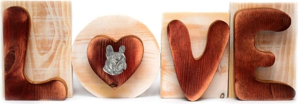 Französische Bulldogge I - Holzschriftzug LOVE, Innendekoration mit Hund, entzückende Dekoration für das Regal der Marke Art-Dog