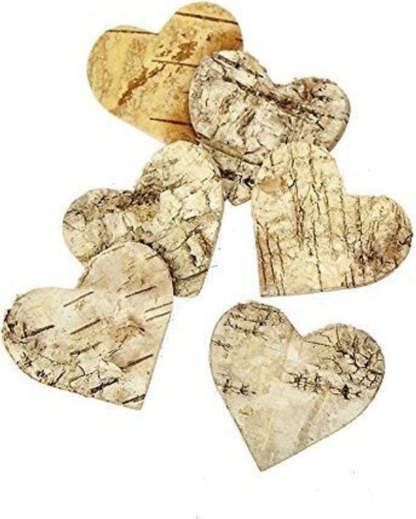 Birkenherz flach Natur 4cm 80 Stück Streudeko - 0,12 € pro Stück