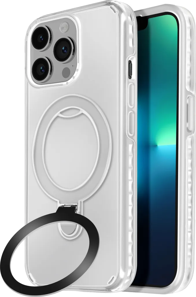 Avizar, custodia MagSafe per Apple iPhone 13 Pro Max antiurto con supporto pieghevole, bianco