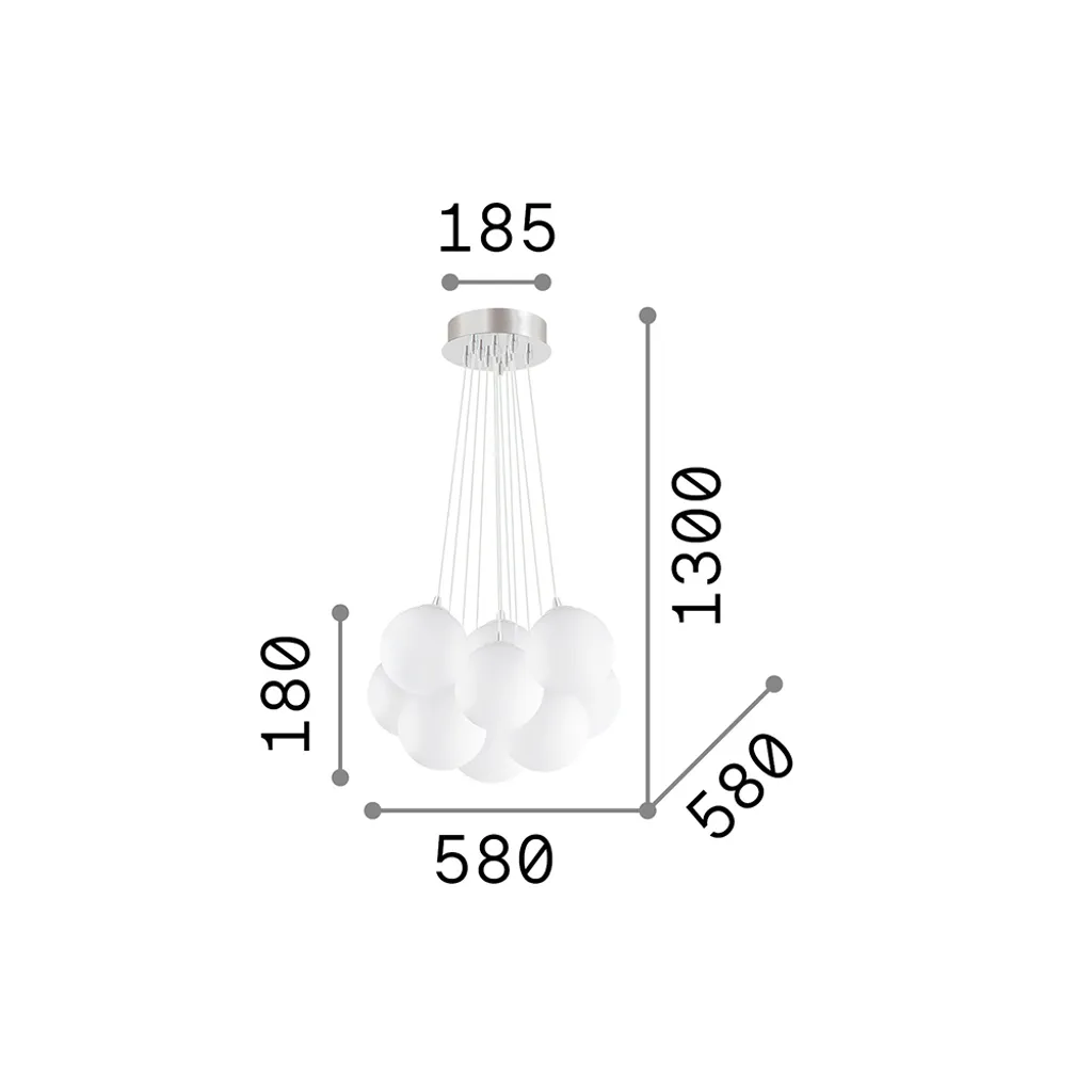 Lustre suspension MAPA BIANCO blanc avec 11 points de lumière E14 - 2
