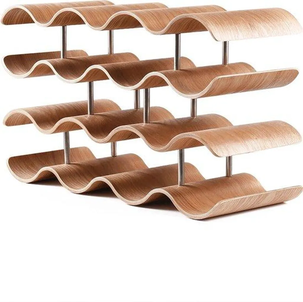 Range-bouteilles design en bois de bambou, support 14 emplacements
