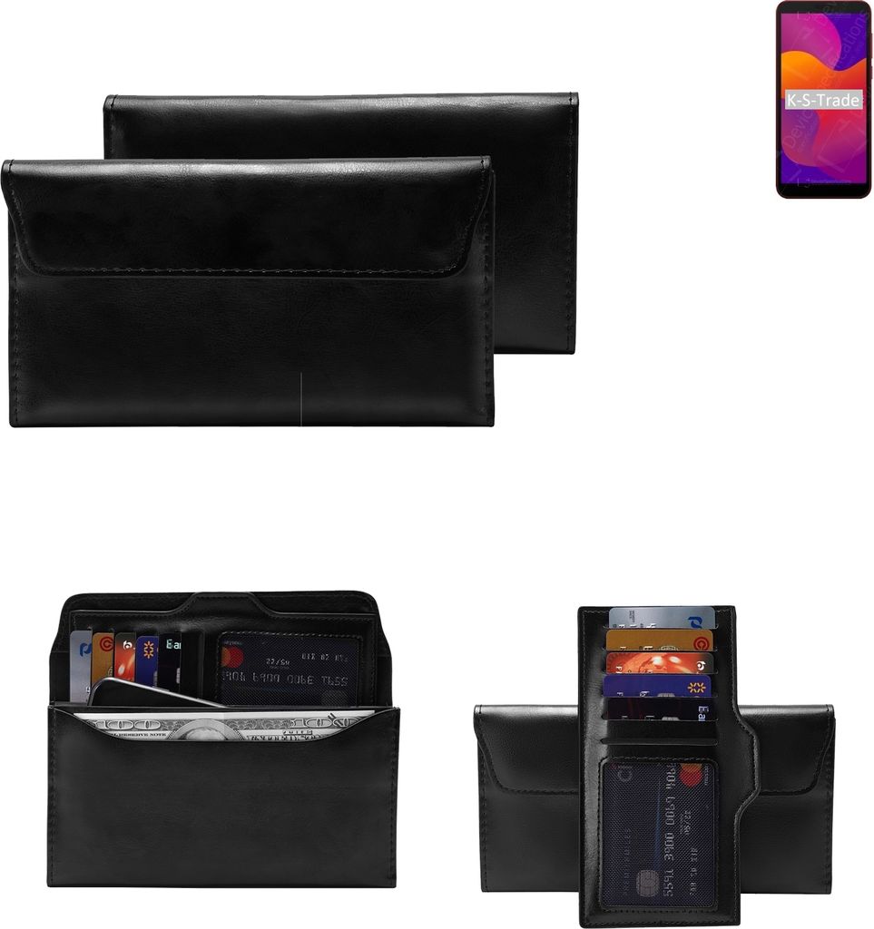K-S-Trade Handy Hülle kompatibel mit Huawei Honor 9S Schutz Hülle Tasche Schutz Case Handytasche Kunstleder schwarz, 1x