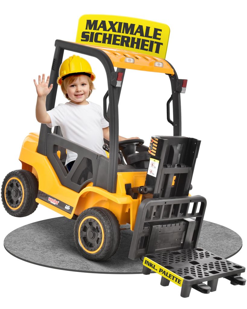 Kinder Gabelstapler 52108 Gelb mit Fernbedienung bis 6 km/h Produktbild 