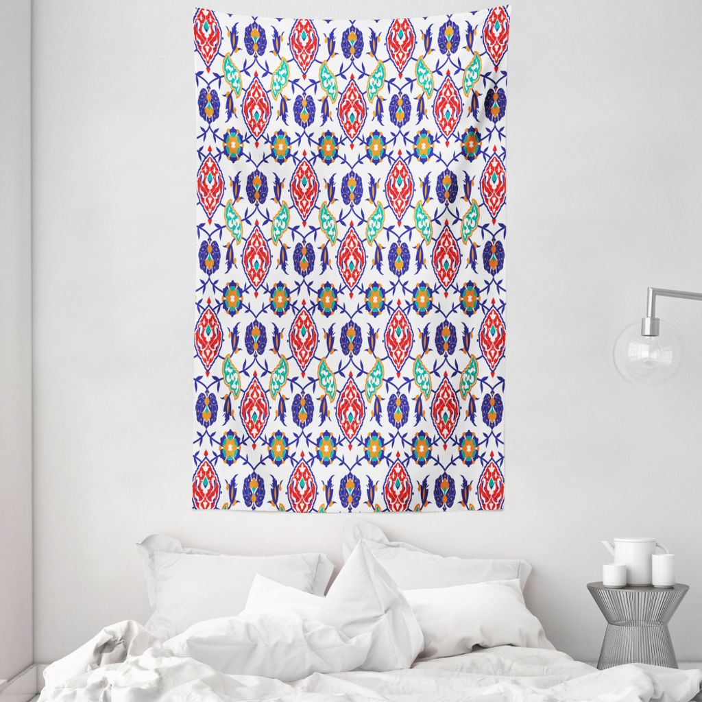 ABAKUHAUS traditionell Wandteppich und Tagesdecke, marokkanische Fliesen aus Weiches Mikrofaser Stoff Waschbar ohne Verblassen Digitaldruck, 140 x ...