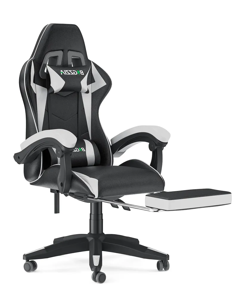 Chaise de jeu avec repose-pieds blanc - Siège gaming ergonomique G-80
