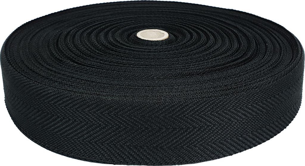 Teppicheinfassband 4x500 cm - Schwarz - Einfassband aus Polyester mit Fischgrätenmuster zum Annähen - Teppichband zum Kantenschutz und dekorative...