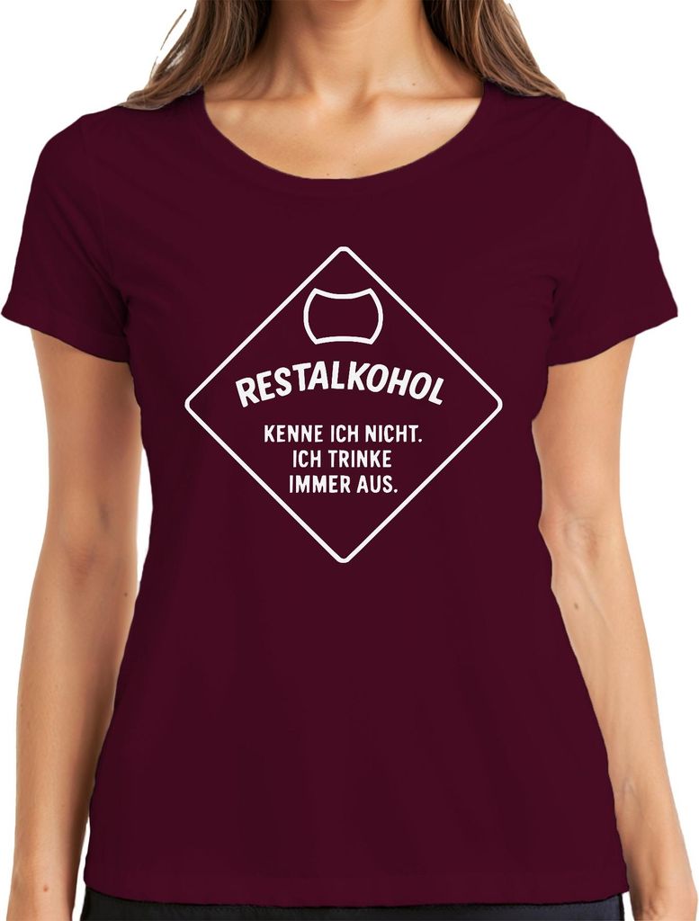 Restalkohol kenne ich nicht ich trinke lustig bier spruch party Damen T-Shirt, Burgundy, XL
