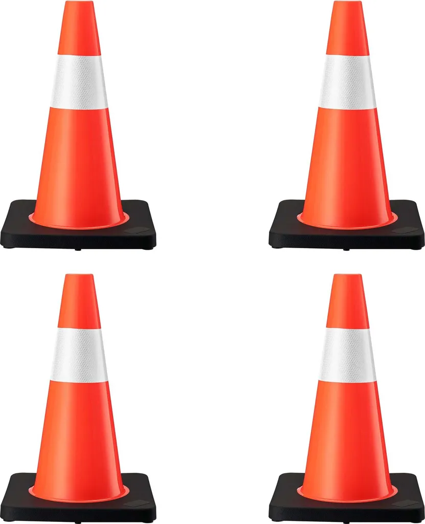 Wiltec Lot de 4 Cônes de Signalisation 45 cm Réfléchissants en PVC Robuste