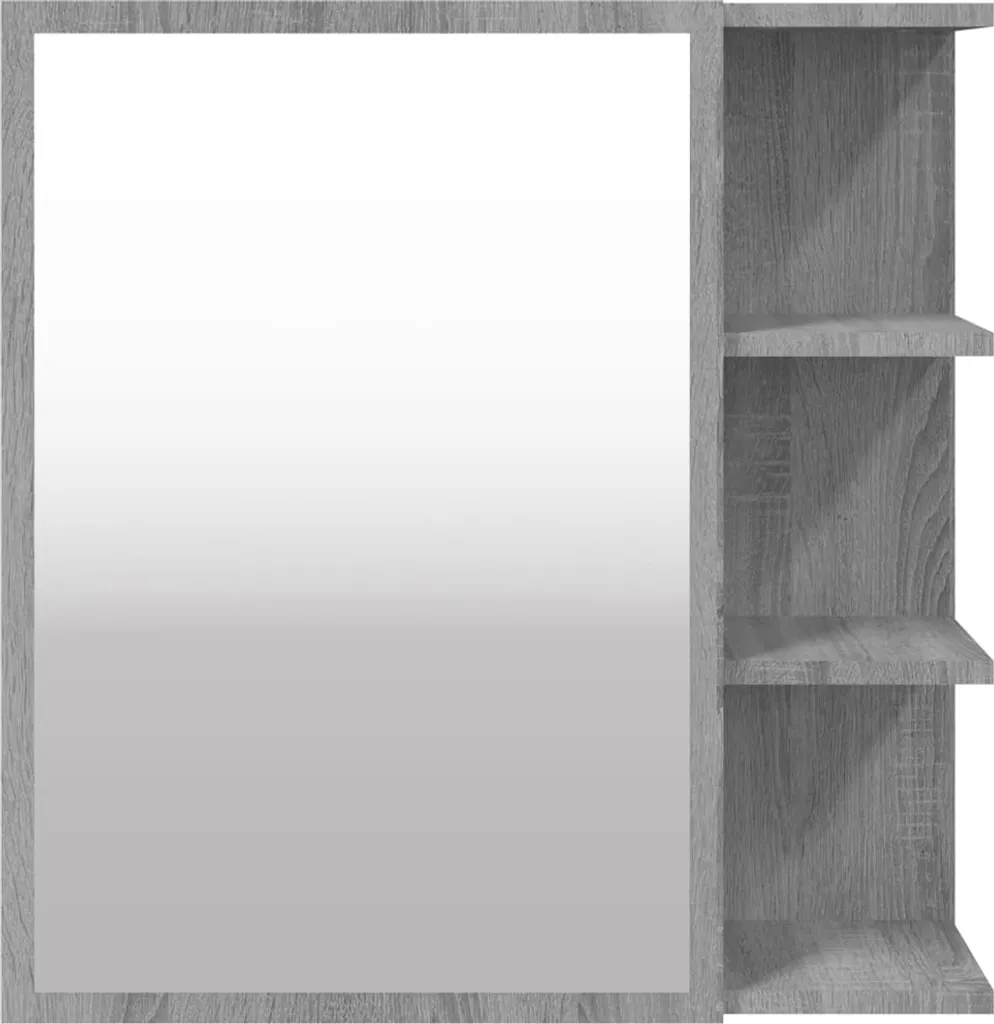 Armoire de toilette Sonoma gris avec miroir et étagères de rangement